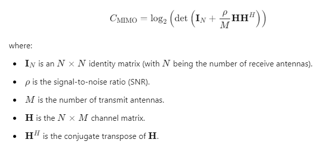 Capacity for a MIMO system